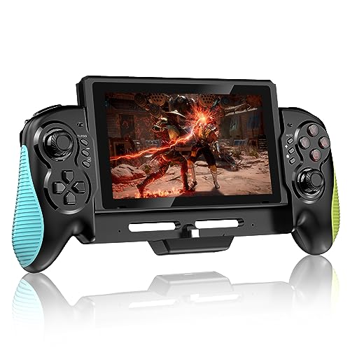 Diswoe Controller for Switch/OLED - One-Piece Joypad Replacement for Switch Pro, Remote With Dual Motor Vibration and Adjustable TURBO - color: Black+L