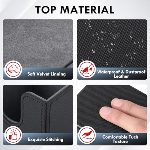 180+ Card Deck Box with 3 Dividers and Game Dice | gray, dustproof, waterproof leather holds 180+ sleeved cards 110+ single-sleeved cards, 80+ double-sleeved - color: Gray