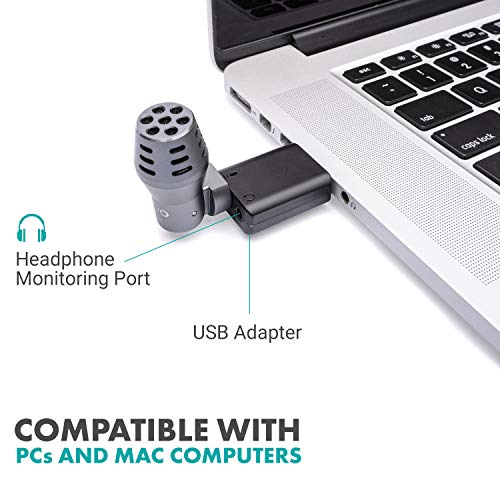 Movo DOM2-USB Mini Omnidirectional USB Laptop Microphone for Computer or MacBook - Laptop Mic for PC and Mac - Desktop Microphone with Case for Streaming, Zoom Meetings, and More