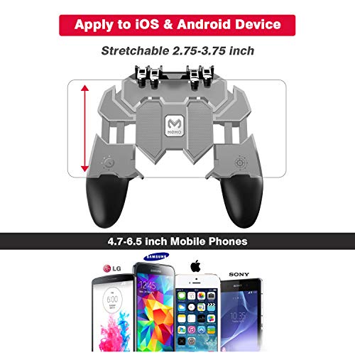 DELAM Mobile Game Controller for iPhone & Android, Pubg Mobile Controller Phone Triggers for Gaming, Gaming Grip Joystick Gamepad Shoot Aim Keys for 4.7-6.5" Phone - color: PUBG Controller with 4 Triggers