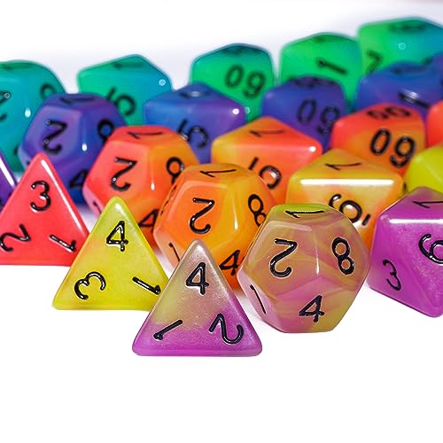 5 Sets Glow in The Dark DND Dice, 35Pcs Luminous Polyhedral Dice Set with 1 Leather Dice Bag, Glowing D&D Dice for RPG Table Games(5Sets/35Pcs Glowing Dice) - color: 5sets/35pcs Glowing Dice