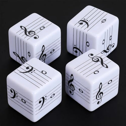 4Pcs Fun Five-Line Staff Music Note Dice, Large 25mm Music Theory Dice, Includes Two High-Pitched Symbols and Two Low-Pitched Symbols for Theory Learning - color: Music Dice-4 Pcs