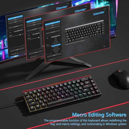 Womier 60% Keyboard Gaming with Light Box, Wired Mechanical Keyboard | with MCA Keycaps, OEM Profile, Programable,64 Keys Hot Swap RGB Cream Custom Key board for PC Computer WIN/MAC,WK68 PRO-Black - color: WK68-Black