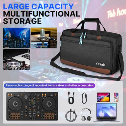 ORKELS DJ Controller Bag, Portable DJ Travel Case with Storage Pocket, Fits Pioneer DDJ 400 SB3 SB2 RB 200, FLX4 REV1, DJ2GO2 Party Mix - size: FLX2/FLX4/REV1/SB2/SB3