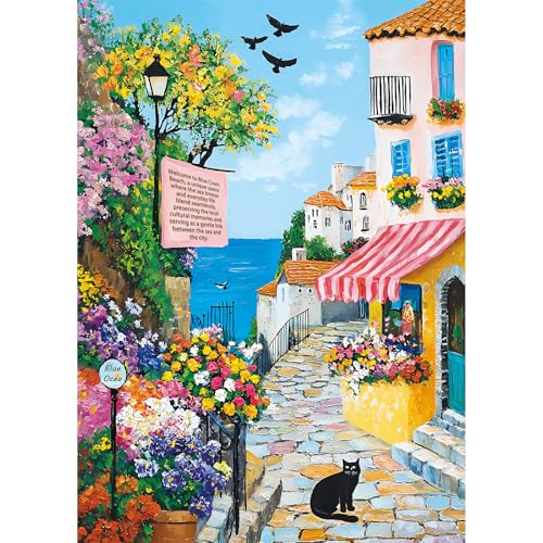 Puzzles for Adults 1000 Pieces,Charming Coastal Path Jigsaw Puzzle with 1:1 HD Poster, Perfect Interlocking No Dust, Stress Relief Ideal Gift for Family Games - color: Charming Coastal Path