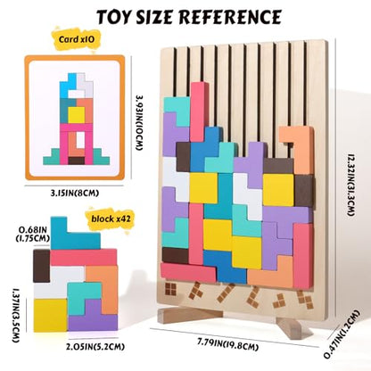 Wooden Russian Blocks Puzzle Brain Teasers Toy Tangram Jigsaw Puzzle Intelligence Colorful 3D STEM Montessori Educational Gift for Boys and Girls,Board Game Educational Toys for Toddlers 3-6 Years