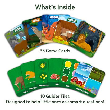 Skillmatics Guess in 10 Junior – Animal Kingdom, Card Game for Preschoolers | Animal Trivia, Fun Guessing Game, 35 Game Cards, 10 Guider Tiles, Travel-Friendly, Gift for Kids Ages 3, 4, 5, 6, - style: 3. Junior Animal Kingdom