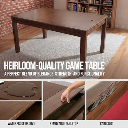 Solid Wood Board Game Table for 4–6 Players with 54" x 30.7" - color: Warm Walnut, size: Recessed Leaves