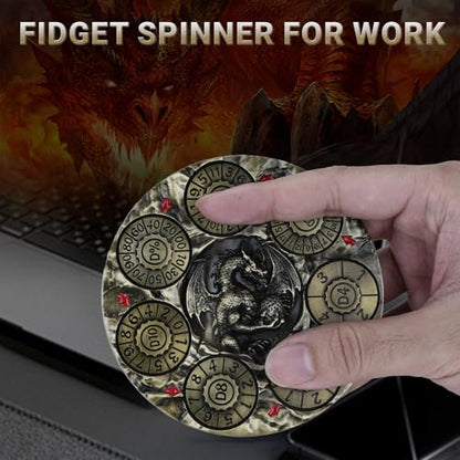 Spinner DND Dice,Metal D&D Dice Set with Gift Box for Role Playing Games | Ideal Present For Gamers DM,Solid Metal Material, Heavy Hand Feel, Wear-Resistant And Long Service Life,Ancient Bronze - color: Ancient Bronze