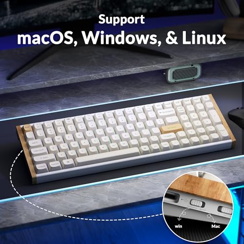 Keychron K4 HE 96% Wireless Hall Effect Keyboard with Number Pad, Rapid Trigger Magnetic Switches, QMK Launcher, 2.4GHz/Bluetooth/Wired, Mac & Windows, Wood Accent Frame, White (Non-Shine-Through) - color: Special Edition White