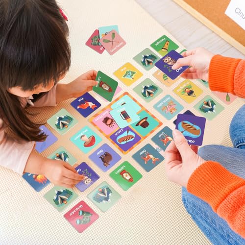 Fuutreo 82 Pcs Memory Matching Games Camping Theme Matching Cards | Camp Theme Memory Game Concentration Cards for Kids Ages 8-12 Match Training Educational Gifts Family Supplies - style: Camping