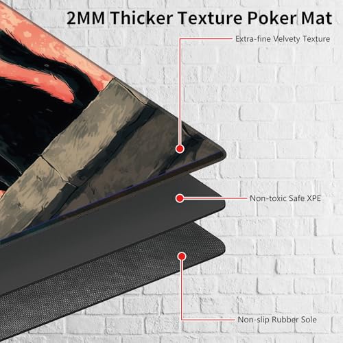 Playmats 27.5 x 15.7in(TCG MTG Trading Cards,Free Storage Bags,Waterproof Non-Slip Rubber Backing,Stitched Edges)- Black Cat Orange Sky