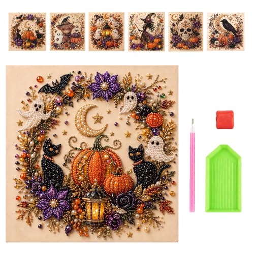 AIIONP Halloween Ghost Pearl Art DIY Kit, 2026 Upgraded Seasonal Bead Wall Display Craft Set, Portable Fall Home Decor Handcraft Kit for Starters (#A) - color: #A