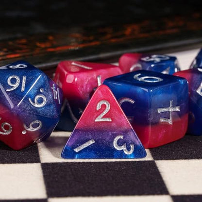 DND Dice Set 7PCS D&D Polyhedral Dice Set Blue-Red for Tabletop Game | Leather Storage Bag, DM Gift, for Dungeons and Dragons Role Playing Games - color: Blue&purple&red