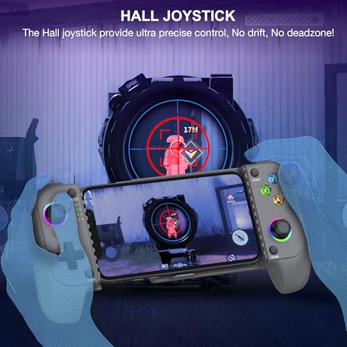 NinjaPlusOX Phone Game Controller for iPhone/Android with with Hall Joystick, Wireless Mobile Game Controller Support Xbox Cloud, Steam Link, Call of Duty, Roblox, Cloud iOS Android Controller - color: Grey