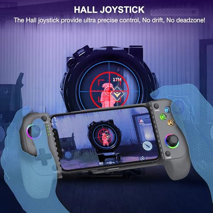 NinjaPlusOX Phone Game Controller for iPhone/Android with with Hall Joystick, Wireless Mobile Game Controller Support Xbox Cloud, Steam Link, Call of Duty, Roblox, Cloud iOS Android Controller - color: Grey