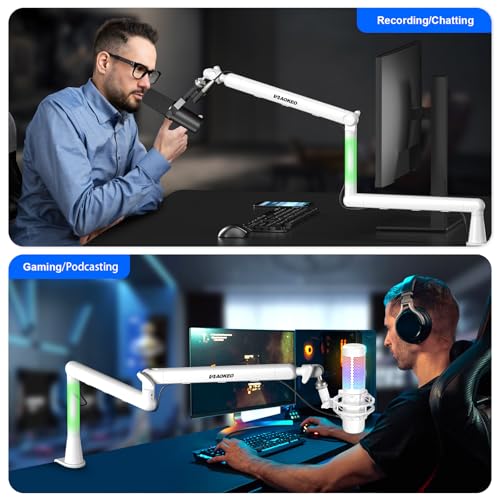 Microphone Arm,Aokeo AK-55 Desk Low Profile Adjustable Mic Boom Arm Stand,Suitable For Blue Yeti,Snowball iCE, HyperX QuadCast,SoloCast,Elgato Wave,Etc - color: White