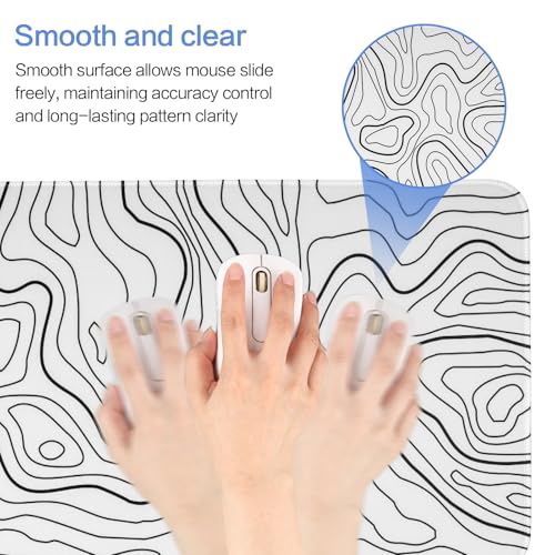 Gaming Mouse Pad Large 31.5 x 11.8in Topographic Keyboard Pad Mouse Pad for Non-Slip Base and Stitched Edge, Extended Desk Pad XL Keyboard Desk Mat (White) - color: White