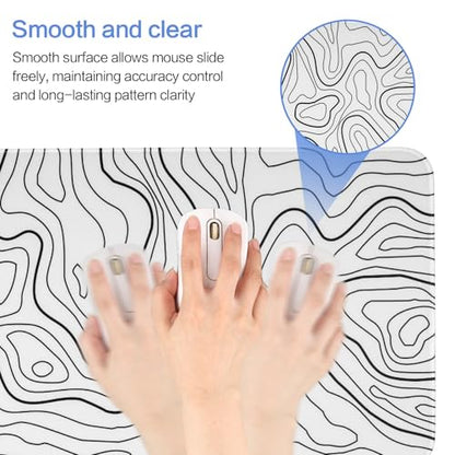 Gaming Mouse Pad Large 31.5 x 11.8in Topographic Keyboard Pad Mouse Pad for Non-Slip Base and Stitched Edge, Extended Desk Pad XL Keyboard Desk Mat (White) - color: White