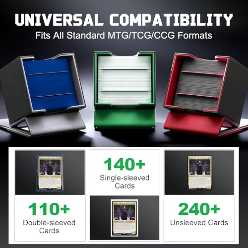 Kabinka MTG Deck Box with Window, Commander Deck Box for Trading Cards, Holds 110+ Double Sleeved Cards, Fits TCG CCG EDH (Black Green) - color: Black Green