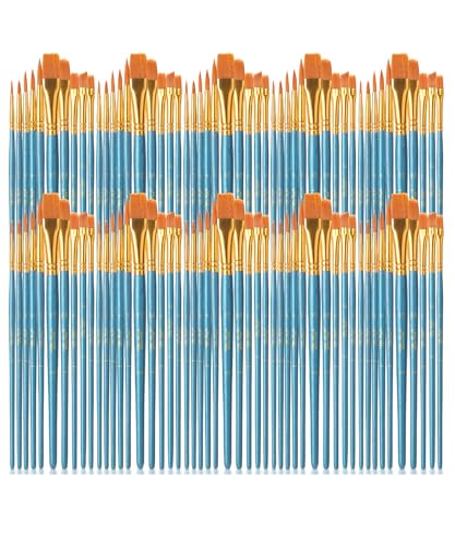 Mr. Pen- Acrylic Paint Brushes Set, 100 Pack, Round & Pointed Tip | Nylon Hair Artist Brushes Bulk for Watercolor, Oil, Rock, Face, Nail, Miniature, Canvas, Detailing, Drawing, Art Supplies - color: Blue, size: 100 Pcs