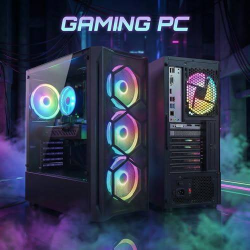 STGAubron Gaming PC Desktop,Core I7,RX 580 8G,16G RAM,512G SSD | Gaming Computer Tower for Streaming,Video Editing,Home,School,I7 up to 3.9GHz,ARGB Fan,WiFi 6,BT 5.0,4K DP,HDMI,Win11 Home