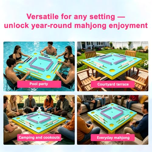 Floating Mahjong Tile Set for Pool - 160 American Waterproof Mahjong, Fade-Resistant American Mahjong Tiles for Outdoor & Beach Game, Lightweight Buoyant Summer Fun, Rose Red - color: Rose Red