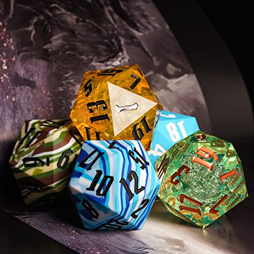 55mm 20 Sided DND Dice, Giant D20 D&D Polyhedral Dice Large D20 with Die Gift Box for Dungeons and Dragons, RPG Table Games (Transparent Green Bubbles) - color: Transparent Green Bubbles