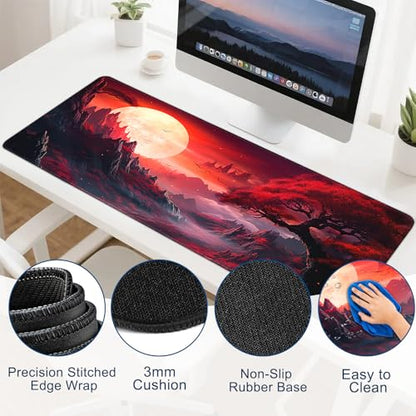 Gaming Mouse Pad, Desk Mat for Keyboard and Mouse, Large Mouse Pad for Desk, Computer Mousepad - color: Full Moon 2
