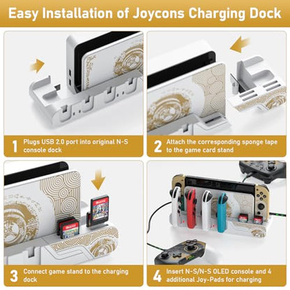 Switch Games Organizer Station with Controller Charger, Charging Dock for Nintendo Switch & OLED Joycons, Switch Mounts, Brackets & Stands for Games, the Legend of Zelda: Tears of the Kingdom Edition - color: Tears of the Kingdom Edition