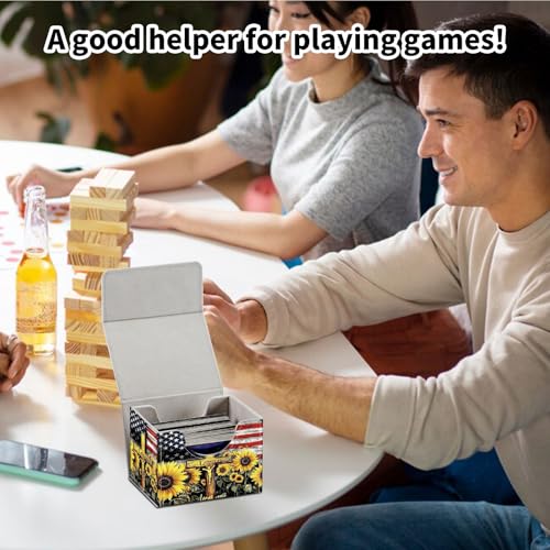 Stylish MTG Deck Box for 110+ Cards, Magnetic Commander Deck Case with Bonus Game Card Pouch, Durable Storage for TCG and Sleeved Magic Cards, American Flag - color: American Flag