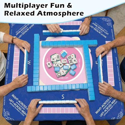American Mahjong Tile Set with 166 Tiles, 1.2-Inch Mah Jongg Sets, Mahjong Gift Set with 3 Blue Dice and Mahjong Tile Bag, Complete Portable Game Set for Family, Travel, Parties