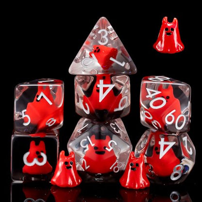 Polyhedral D&D Dice Red Sprite Dice,Resin DND Dice Set for Dungeons and Dragons MTG RPG Board Games - color: Red Sprite