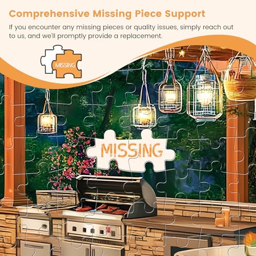 Cozy Flowers Garden Patio & Fireplace 500 Piece Puzzle, Relaxing Game | Fun and challenging for family time, relaxing gift for adults and seniors, 20.5 x 15 in - style: Night Patio