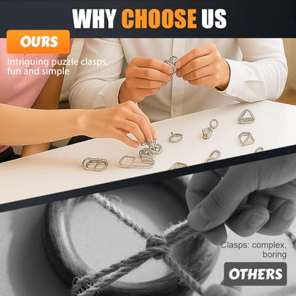 Metal Brain Teaser Puzzles Ring, 3D Interlocking Metal Wire IQ Logic Game, Challenging Iron Ring Puzzle for Adults, Educational Party Favor Travel Thinking(Type 1)