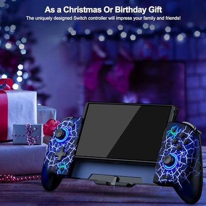 Gammeefy Switch Controller – Hall Effect Joysticks & Enhanced Grip – One Piece Switch Joypad Replacement Switch Pro Controller with 8-Color RGB Lighting, Turbo, Macros - Spider Silk, 6.2"/7" - color: Spider Silk, size: 6.2"/7"