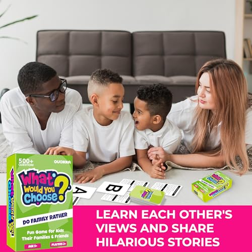 QUOKKA Board Games for Kids 8-12 – Family Games for Kids and Adults – What Would You Choose – 500+ Questions – Does Family Rather – Fun Card Game for Families and Teens - color: 2. Family Edition