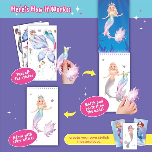 Mermaid Sticker Book Activity Book for Kids Girls | Fashion design dress-up pages with guided sticker activities. Creative play for little designers ages 5 and up. - color: Sticker Dress Up Mermaid