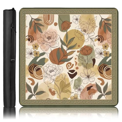 Britimes Mahjong Mat with Black Carrying Bag,31.5"x31.5", Boho Floral | Non-Slip Noise Reduction Gaming Mat Rubber Multi Purpose Game Table Cover for Mahjong Card Dominoes Board Tile Games - color: Boho Flowers