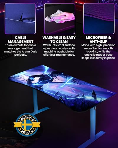Arozzi Arena Gaming Desk Pad D014 | Full Desk Mouse Pad, Washable Desk Mat, Anti-Slip Rubber Base, Water-Resistant Surface - color: D014