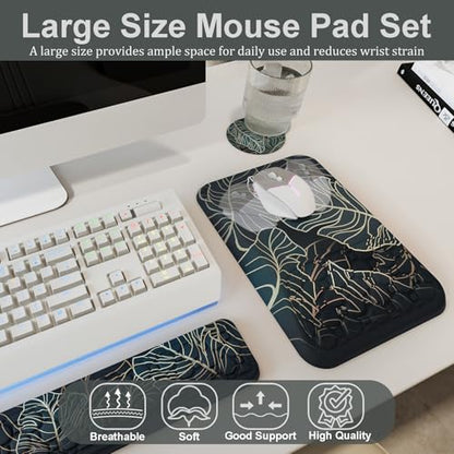 Ospelelf Keyboard Wrist Rest Ergonomic Mouse Pad with Wrist Rest Support Wrist Rest for Computer Keyboard, Green - color: Green Leaf