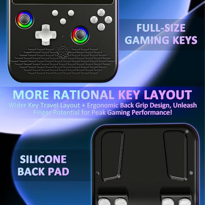 H5 Retro Gaming Console, 5.0 Inch IPS HD Screen Handheld Game Console, 256GB TF Card Build-in 40000+ Classic Games, Portable Video Arcade Support 34+ Emulators with 4000mAh Battery, Black