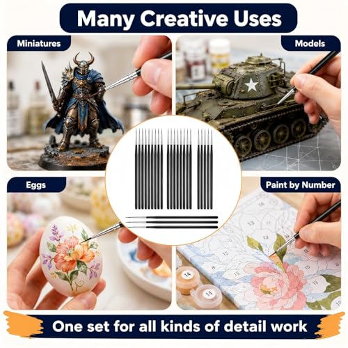 30 Pcs Tiny Detail Paint Brushes Set – Fine #0#00#000 Liner Brushes for Miniature, Model, Acrylic & Watercolor, Precision Craft Brushes for Easter Egg Painting, Spring DIY & Holiday Art