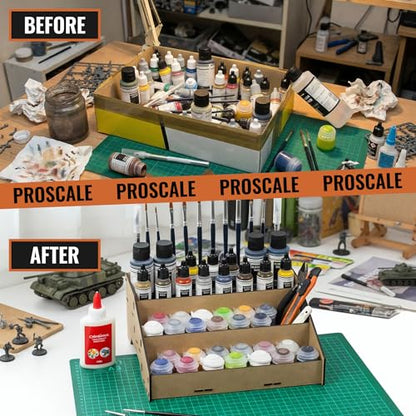 Universal Paint Organizer Rack for Miniatures Modeling Paint Holder for all kind of Bottles + Brush/Tool Slots Compatible with Citadel, Vallejo, Army Painter, Tamiya, others (Module B) - color: Paint rack B