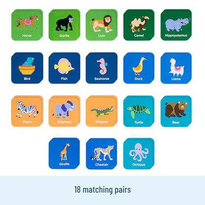 Wildkin Memory Matching Game – 18 Educational Pairs for Toddlers & Preschool - Animals - style: Animals