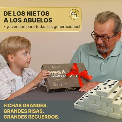 Mega Large 3" Dominoes Set for Adults and Kids – Dominoes Double 6 Classic Board Games – Double Six Domino Set with 28 Tiles and Gift Case, Juegos de Mesa (MEGA) - style: MEGA