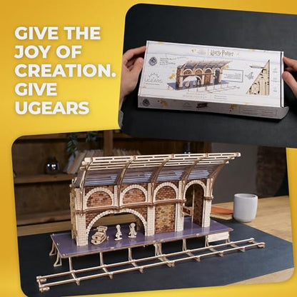 UGEARS Harry Potter Platform 9 ¾ 3D Puzzle - Wooden Model Kits for Adults To Build - Mechanical Wooden Model Kit - Compatible with Ugears Hogwarts Express Train - 3D Wooden Puzzle includes 2 Figurines - style: Platform 9 ¾