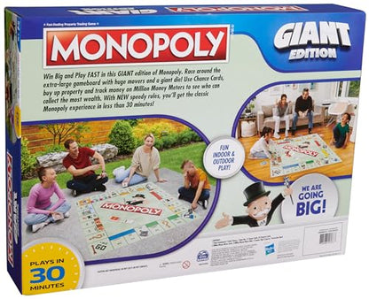 Spin Master Games Monopoly Giant Edition Oversized Classic Kids Board Game | Fast-Paced Property Trading Game, Oversized Vinyl Gameboard, Active Indoor Or Outdoor Family Fun, 2-4 Players, Ages 6+ - style: Giant Monopoly