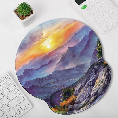 KONVINIT Ergonomic Mouse Pad with Wrist Rest, Small Mousepad with Non-Slip Rubber Base and Smooth Surface, Beach Mouse Pads for Desk, Office Desk Accessories - color: Painting