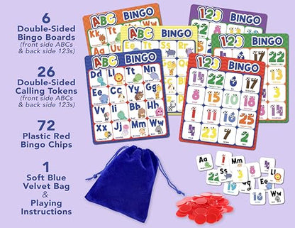 Party Hearty ABC & 123 Bingo Game for Kindergarten & Preschool - Animals | Animal Edition, Alphabet and Number, Preschool Kids Learn to Read, Ages 4 and Up - color: Animal Edition
